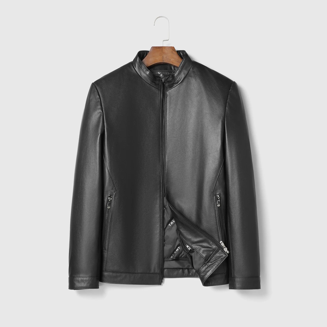 凡客可拆卸羽绒内胆头层牛皮真皮皮衣