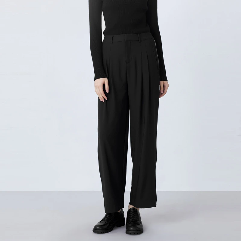 【大叔专属】春秋时尚复古休闲松紧拼接开衩拉链直筒长裤S21380826