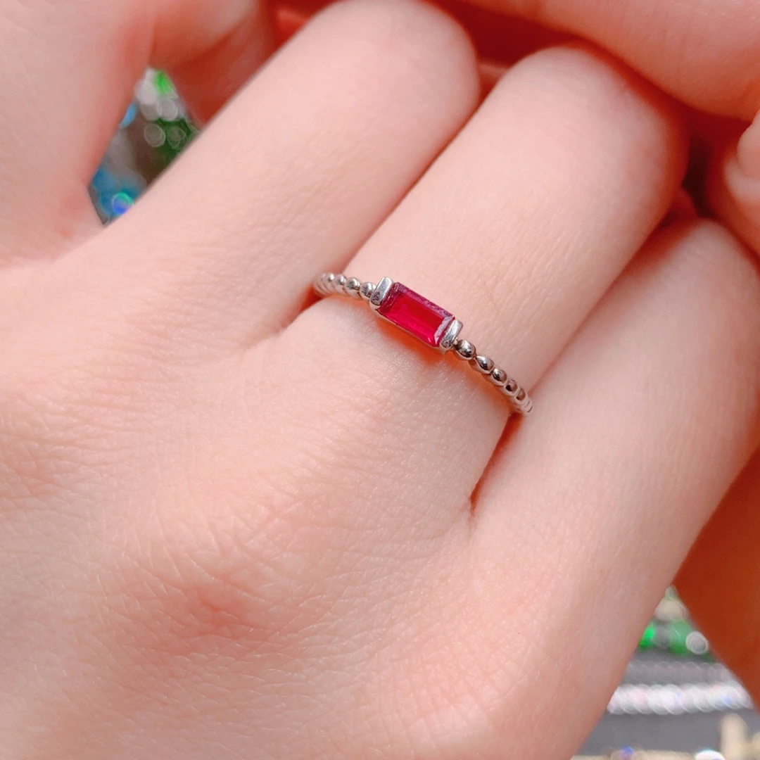 红宝石戒指银S925镶嵌