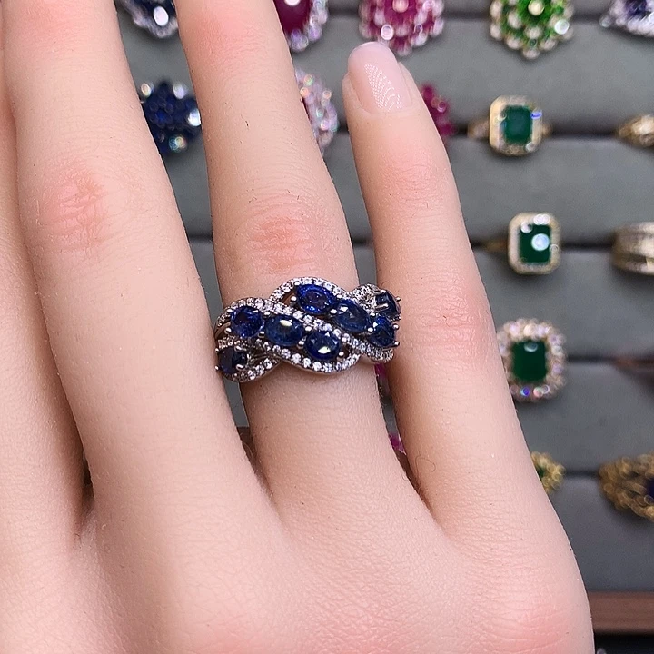 银S925镶嵌蓝宝石戒指