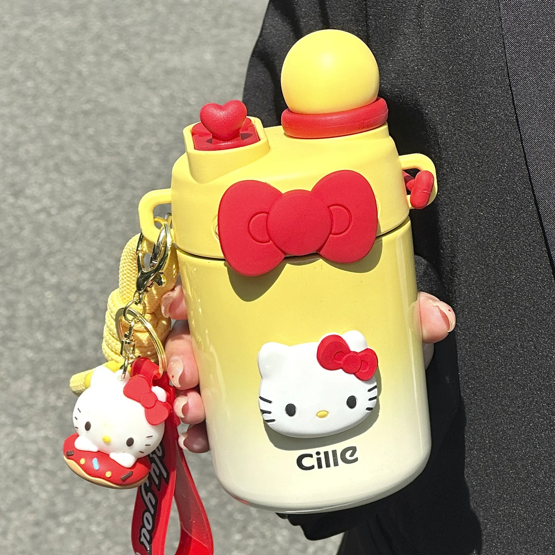 希乐吸管保温杯女高颜值ins学生便携小巧可爱kitty杯子不锈钢