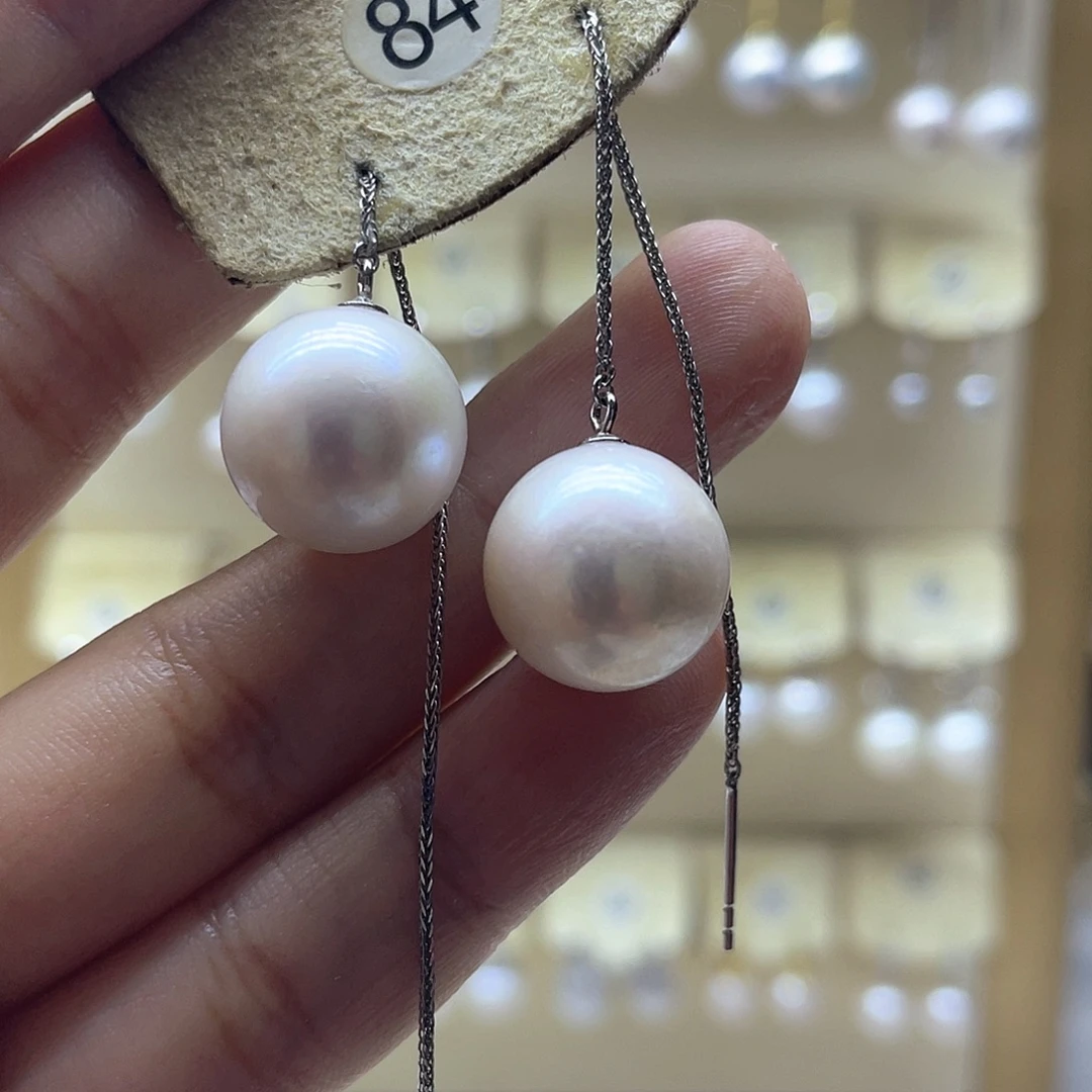 微***蓝银S925镶嵌耳饰淡水珍珠