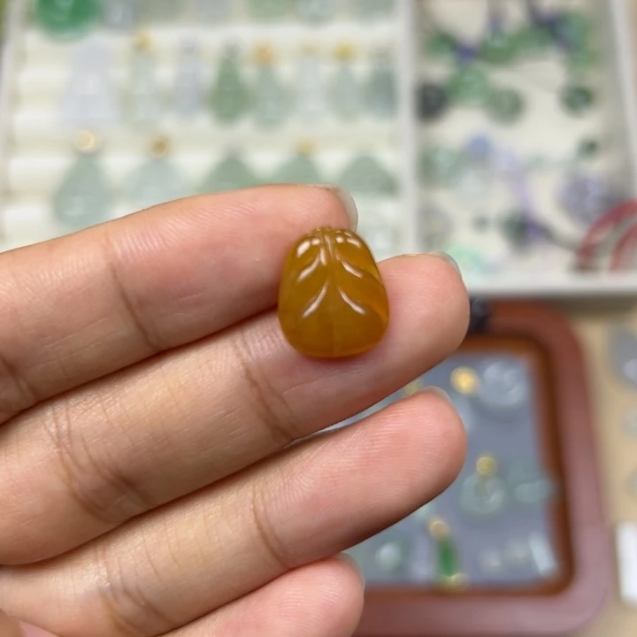 翡翠未镶嵌颈饰叶子14
