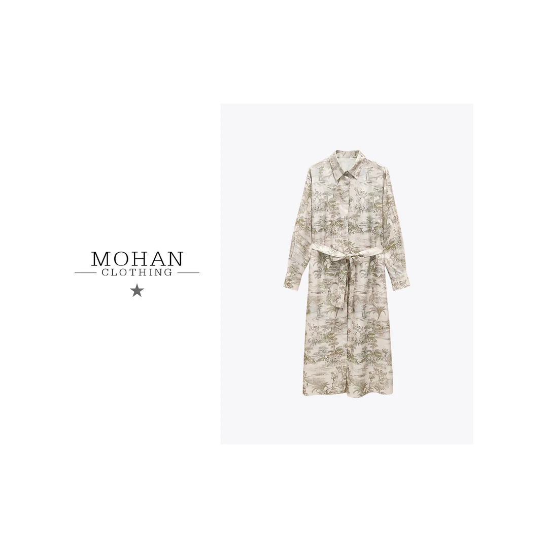 CLOTHING/墨含高奢时尚气质优雅贵气100%桑蚕丝连衣裙AMF135-1