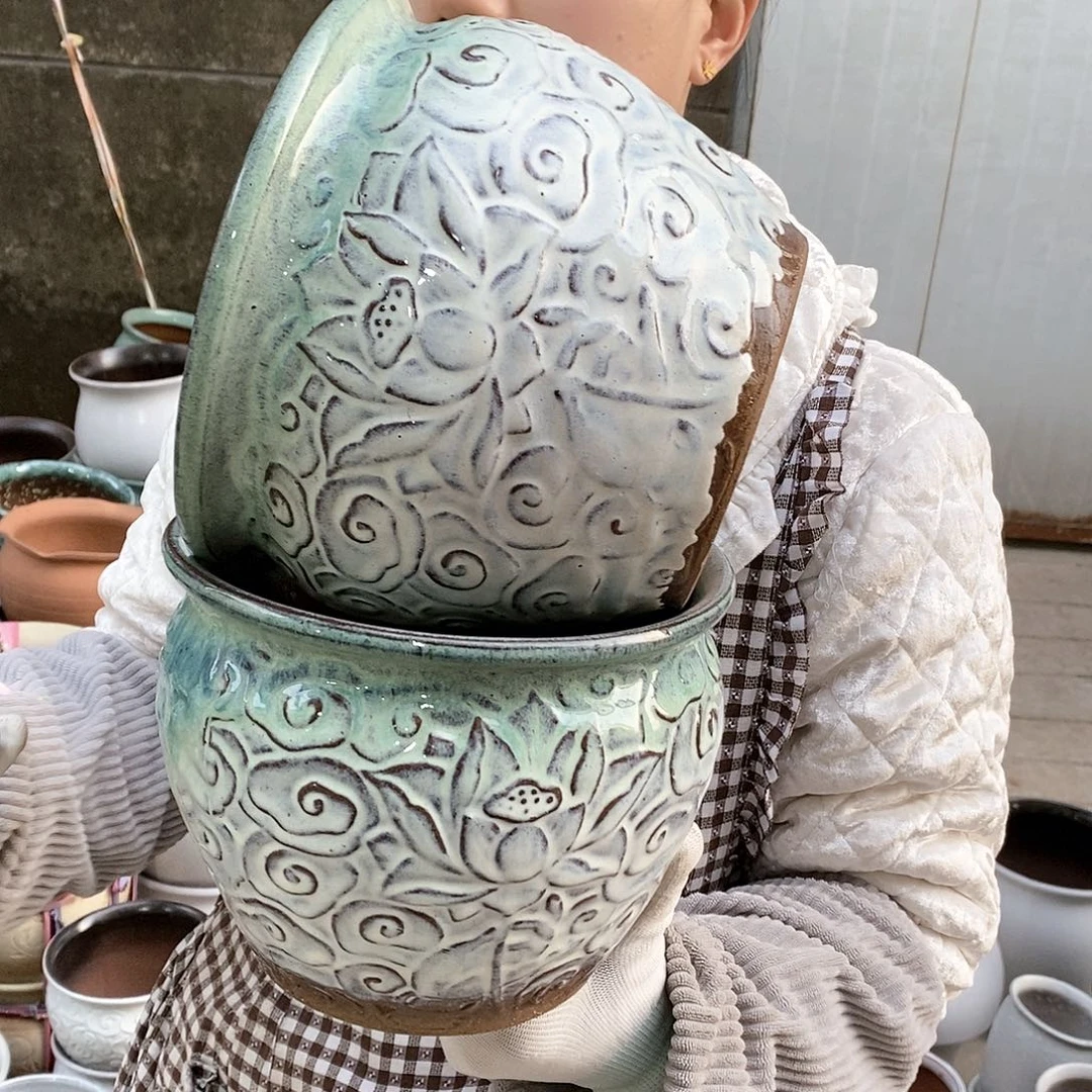 紫砂花盆瑕疵口20高16
