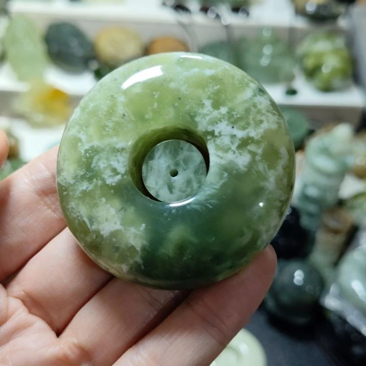 岫玉平安扣未镶嵌蓝*