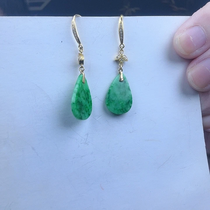 翡翠耳饰18K金镶嵌特价 新年