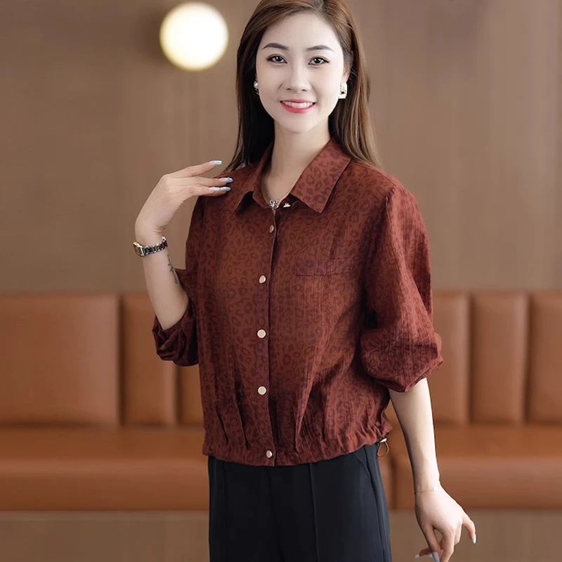 拉夏贝尔长袖衬衫女装2025夏季时尚洋气质减龄小个子短款上衣衬衣