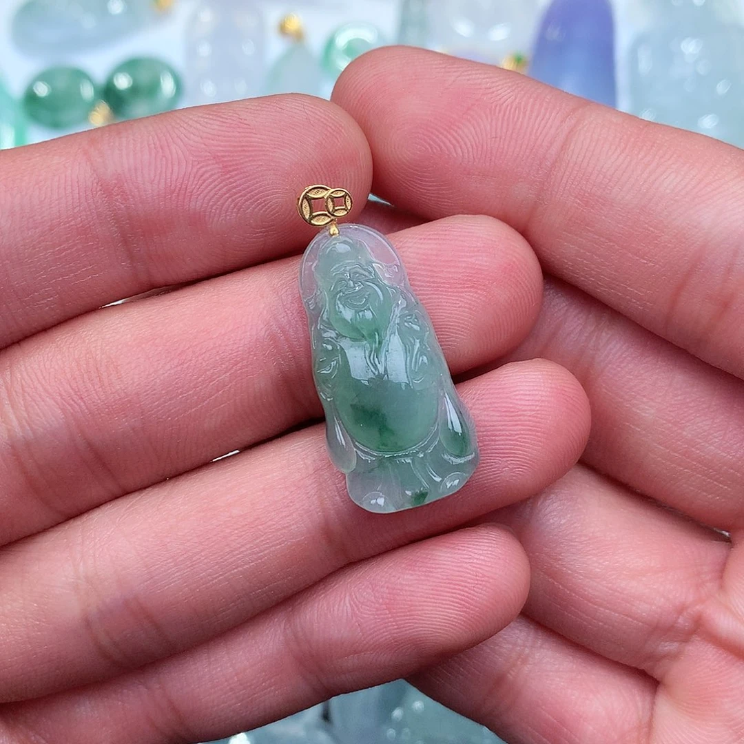 翡翠吊坠(不含链)18K金镶嵌