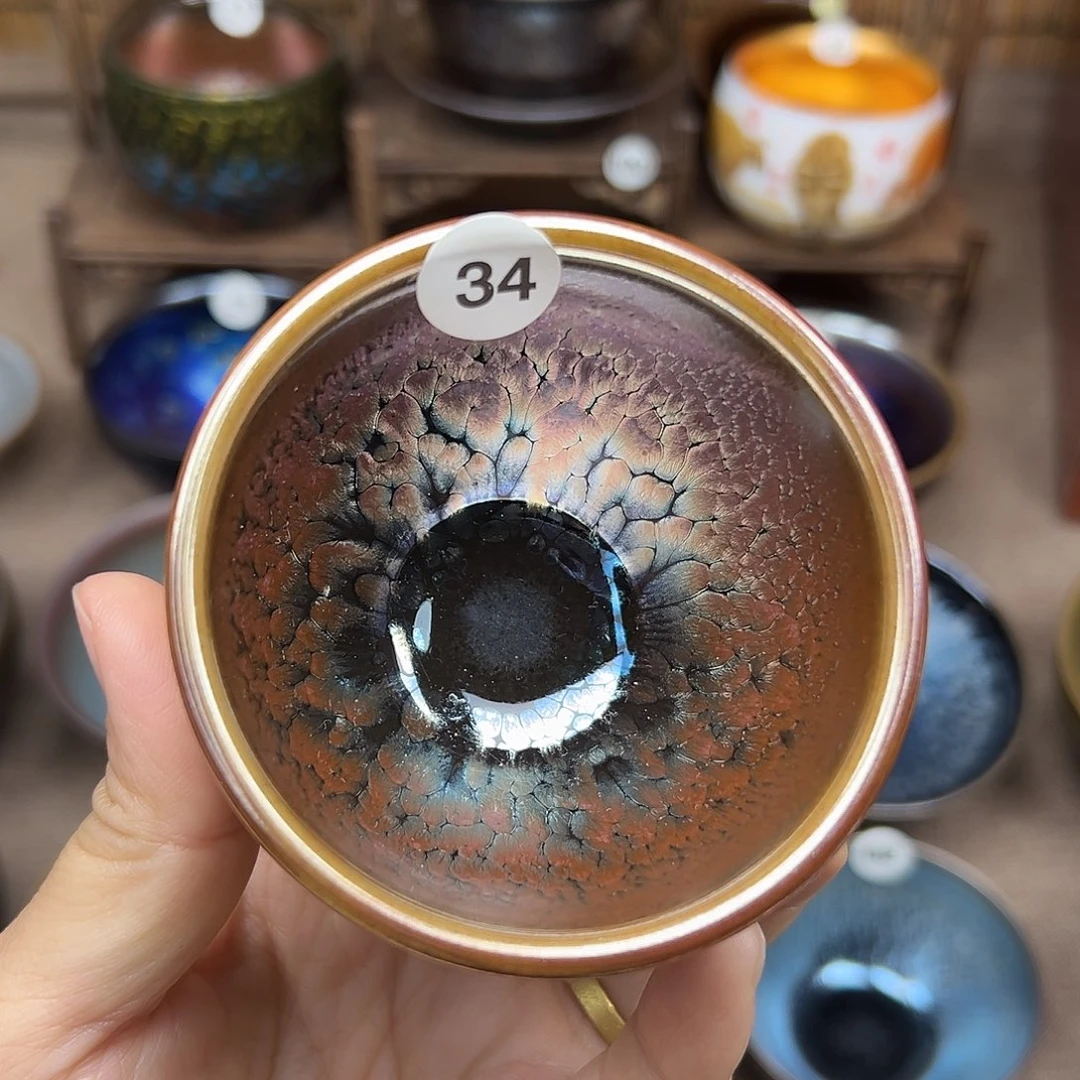 茶盏彩金建盏主人杯