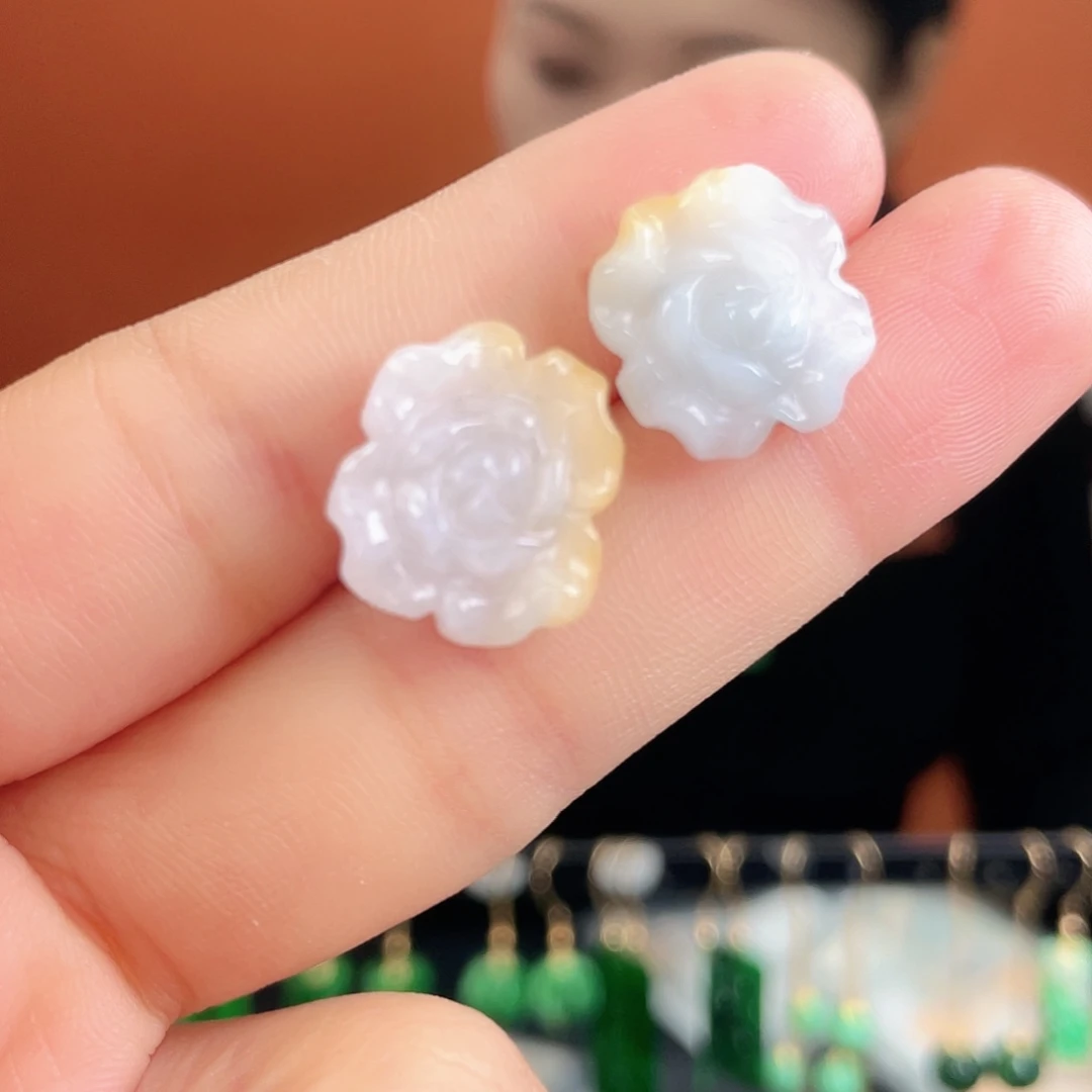 翡翠未镶嵌耳饰饰品