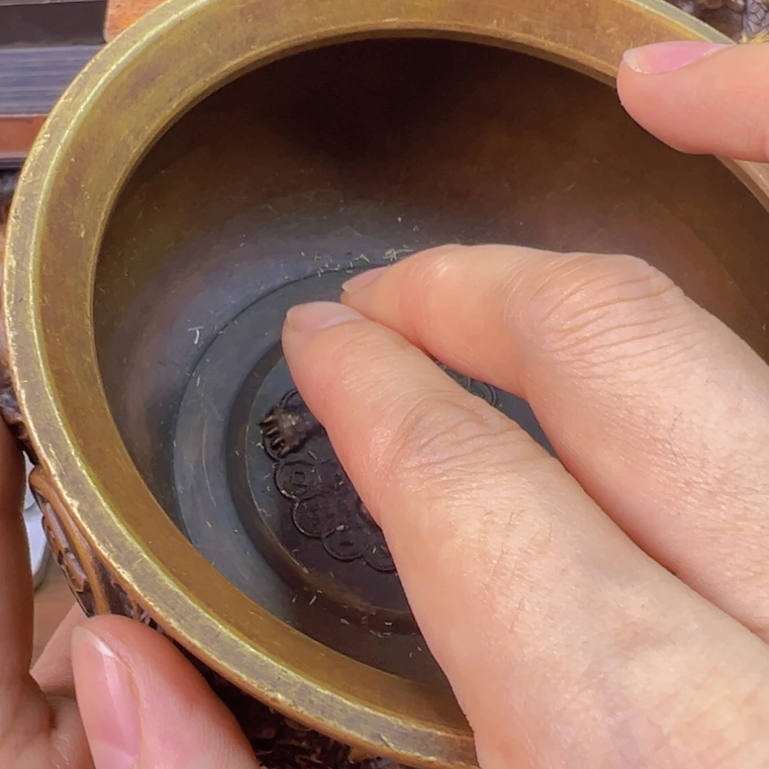 原矿风磨铜金蟾聚宝盆