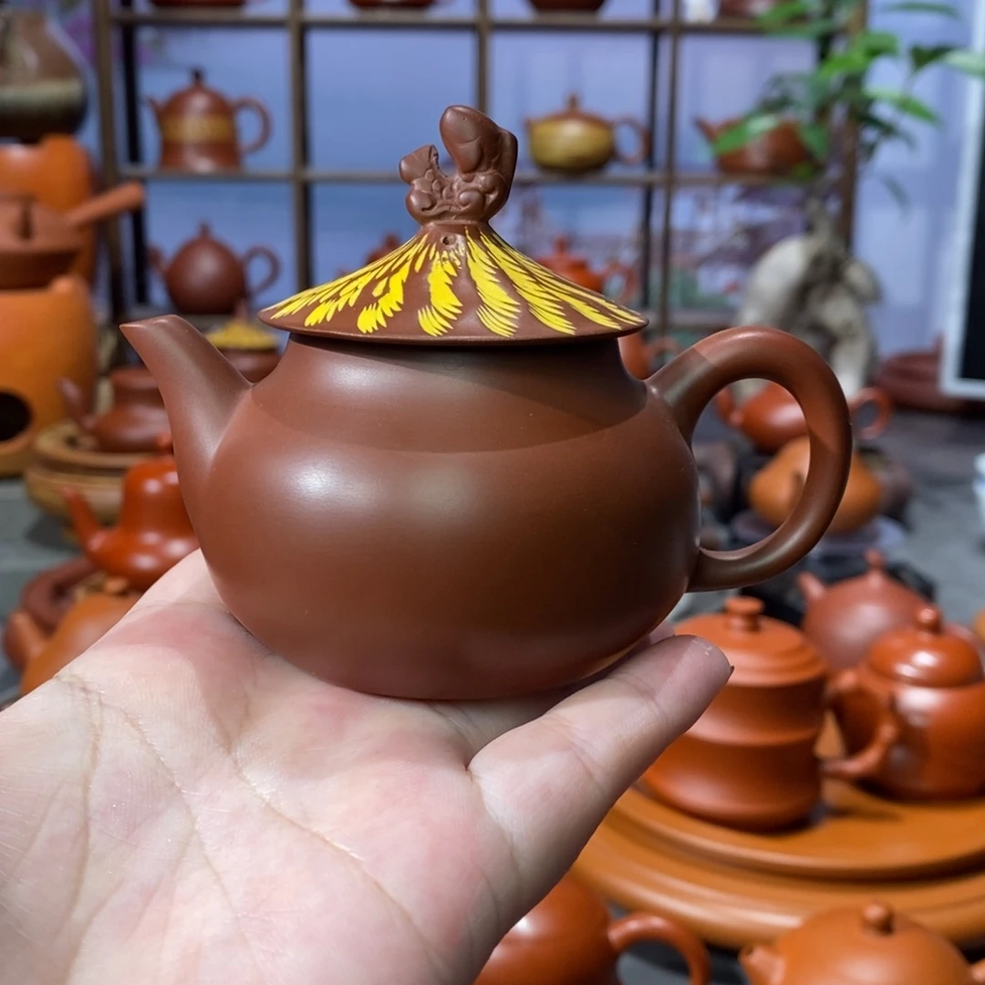 茶壶朱泥章淑煌朱泥鱼翁壶120cc
