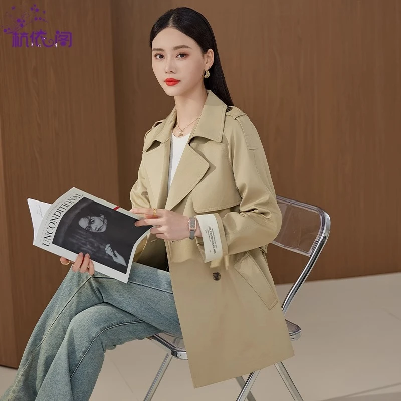 短款风衣女2025新款春秋高级感小个子英伦风气质收腰休闲卡其外套