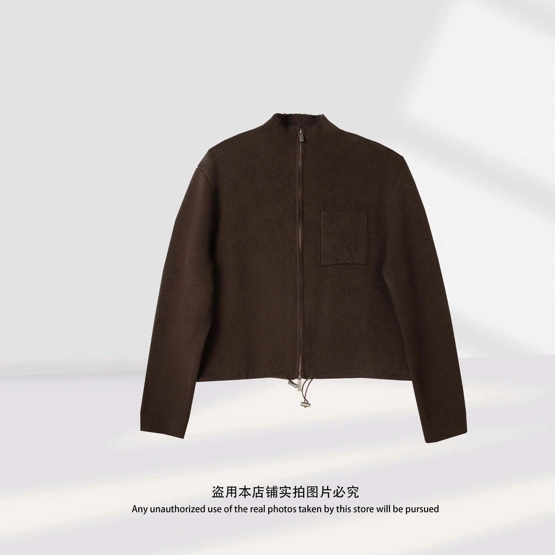 秋冬加厚新款绵羊毛保暖显瘦宽松型商务立领外套8108