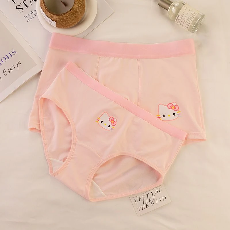 棉柔KT猫~情侣内裤秋冬一男一女亲肤舒适趣味卡通可爱三角平角裤