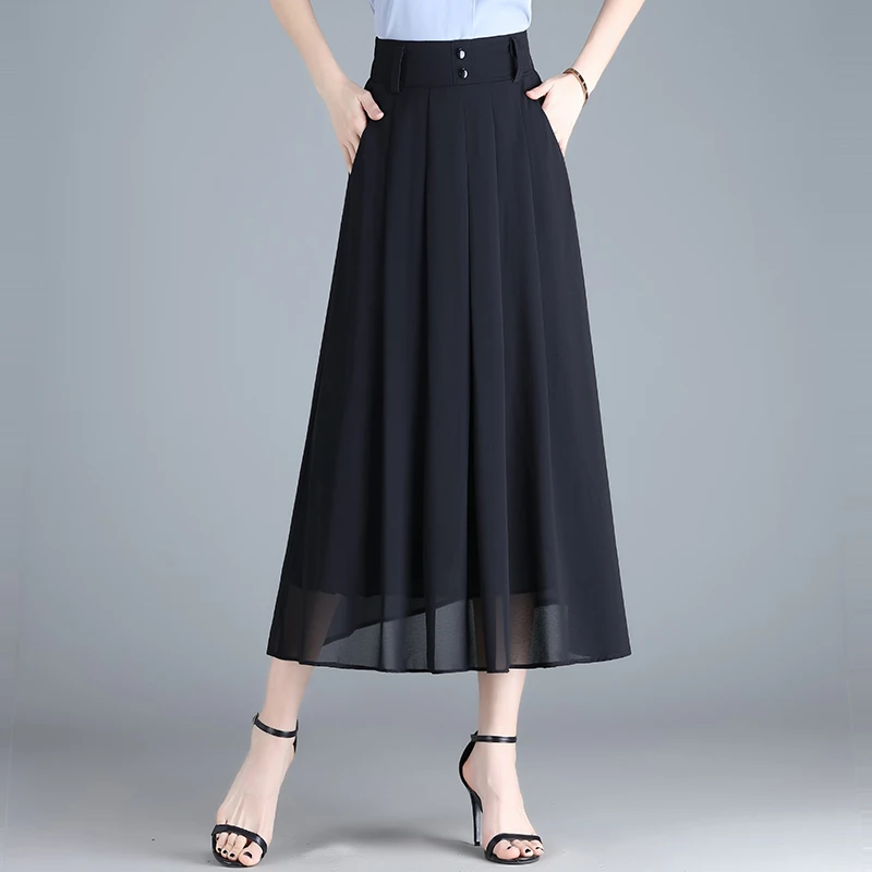 A字雪纺长裙冰丝半身裙女春夏松紧高腰垂感夏季薄款裙子2025新款