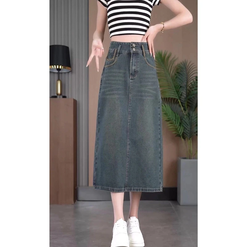 长裙2025春季丨新款半身裙梨形身材显瘦开叉中长款百搭牛仔裙