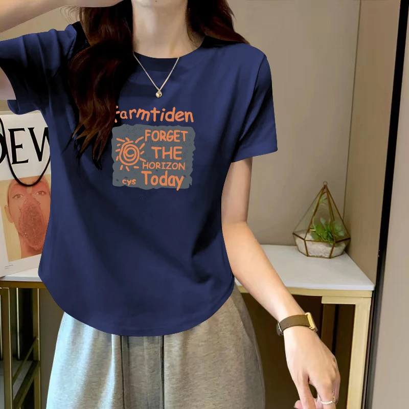 大码胖mm韩版圆弧下摆短袖T恤女士夏季ins纯欲风辣妹修身显瘦上衣