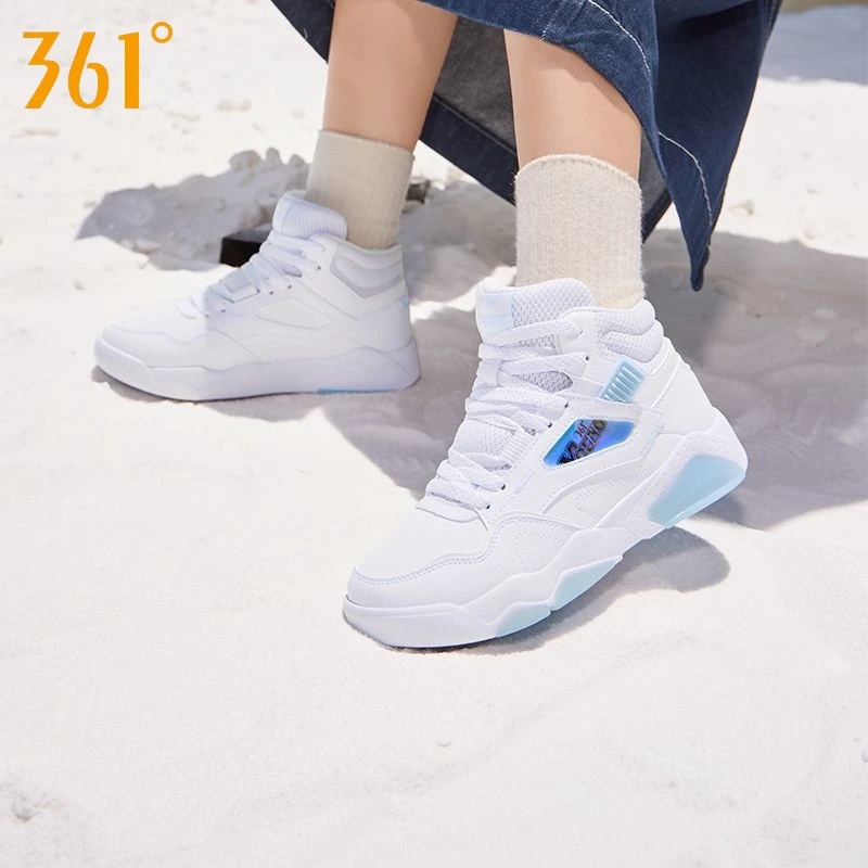 361度女鞋板鞋冬季加绒休闲鞋子保暖二棉鞋高帮板鞋女