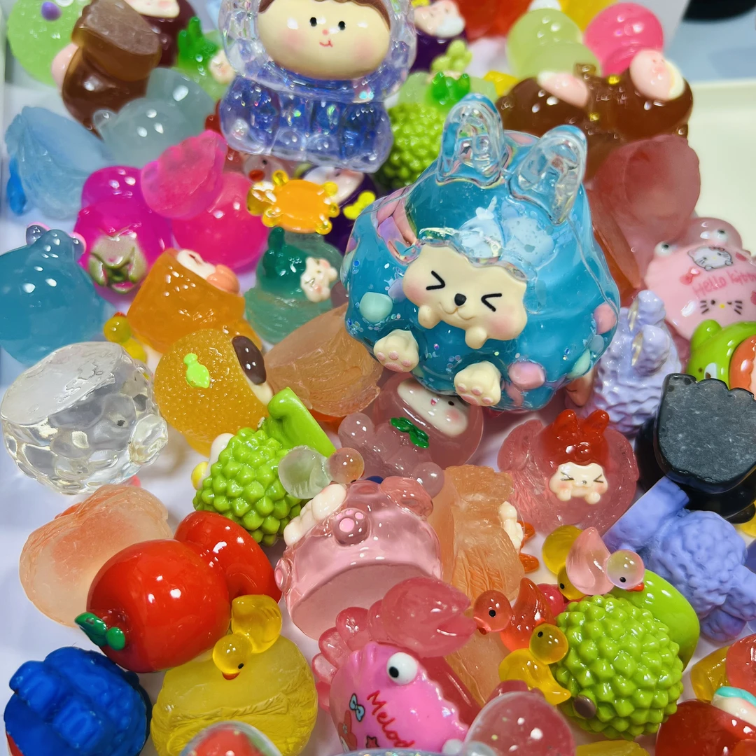 【萌粒混装45个】微景实色夜光观树脂萌粒diy摆件