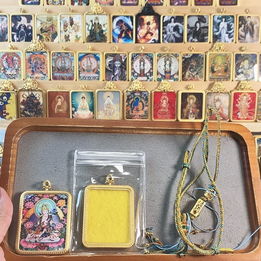 吊坠普贤菩萨单面唐卡