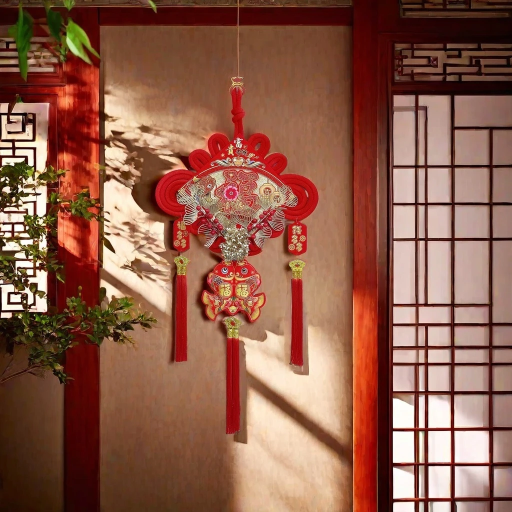 【富贵有余中国结】中国结挂件新年装饰品乔迁喜庆挂饰红色烫金工艺