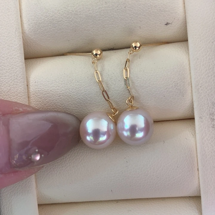 18K金镶嵌耳饰海水珍珠