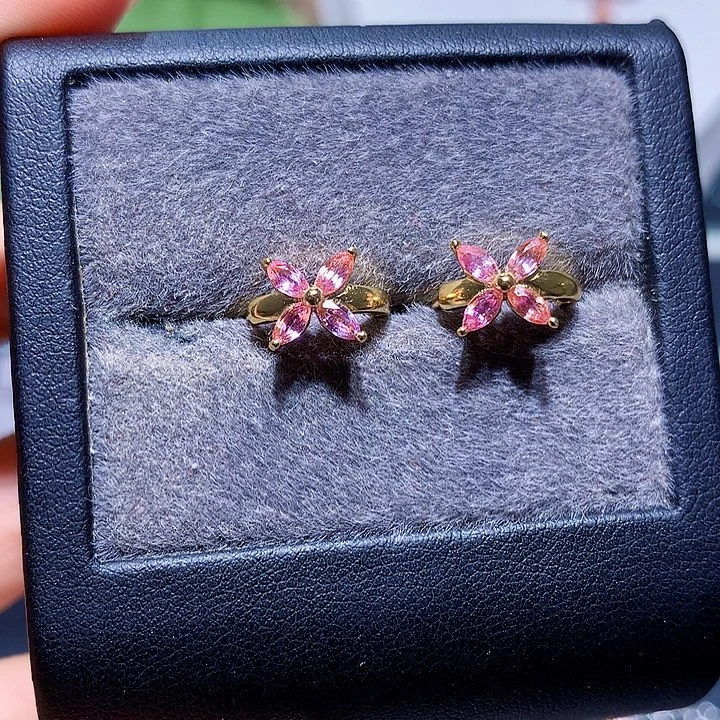 银S925镶嵌耳饰彩色蓝宝石