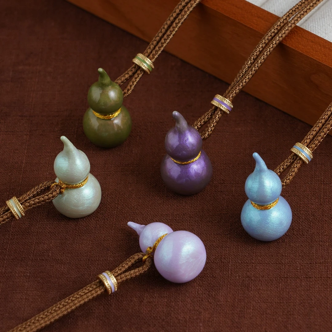 非金属棉绳项链 彩色滴油珐琅葫芦项链轻奢小众高级感毛衣链