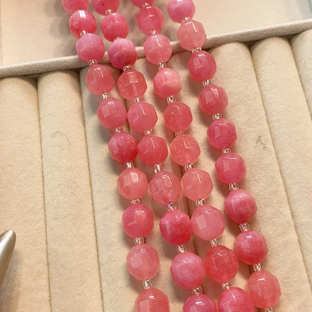散珠玛瑙/玉髓10mm一条蜜桃色