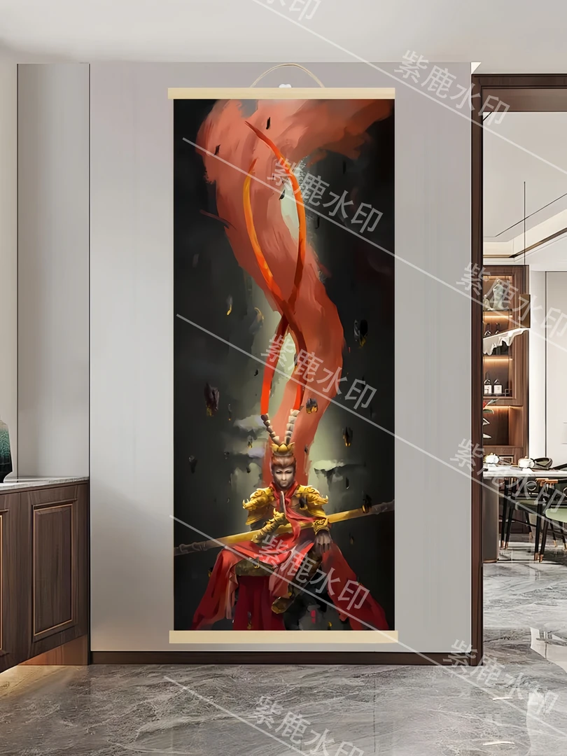 【151齐天大圣】60x120cm现代简约挂轴装饰画办公室家居装饰画