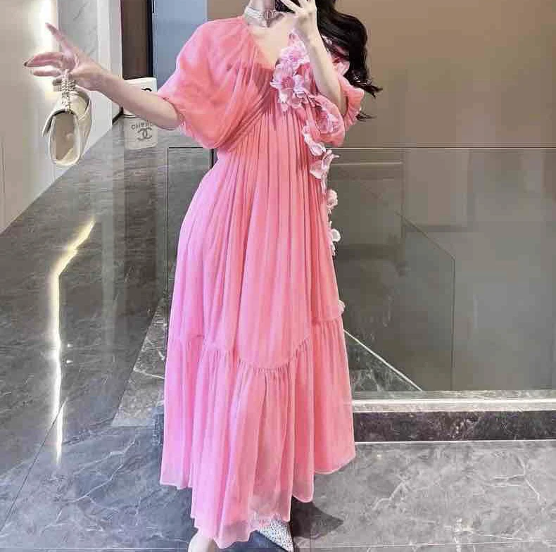XXJ 华美 25新款桑蚕丝收腰优雅女士设计师轻奢显瘦时尚连衣裙794