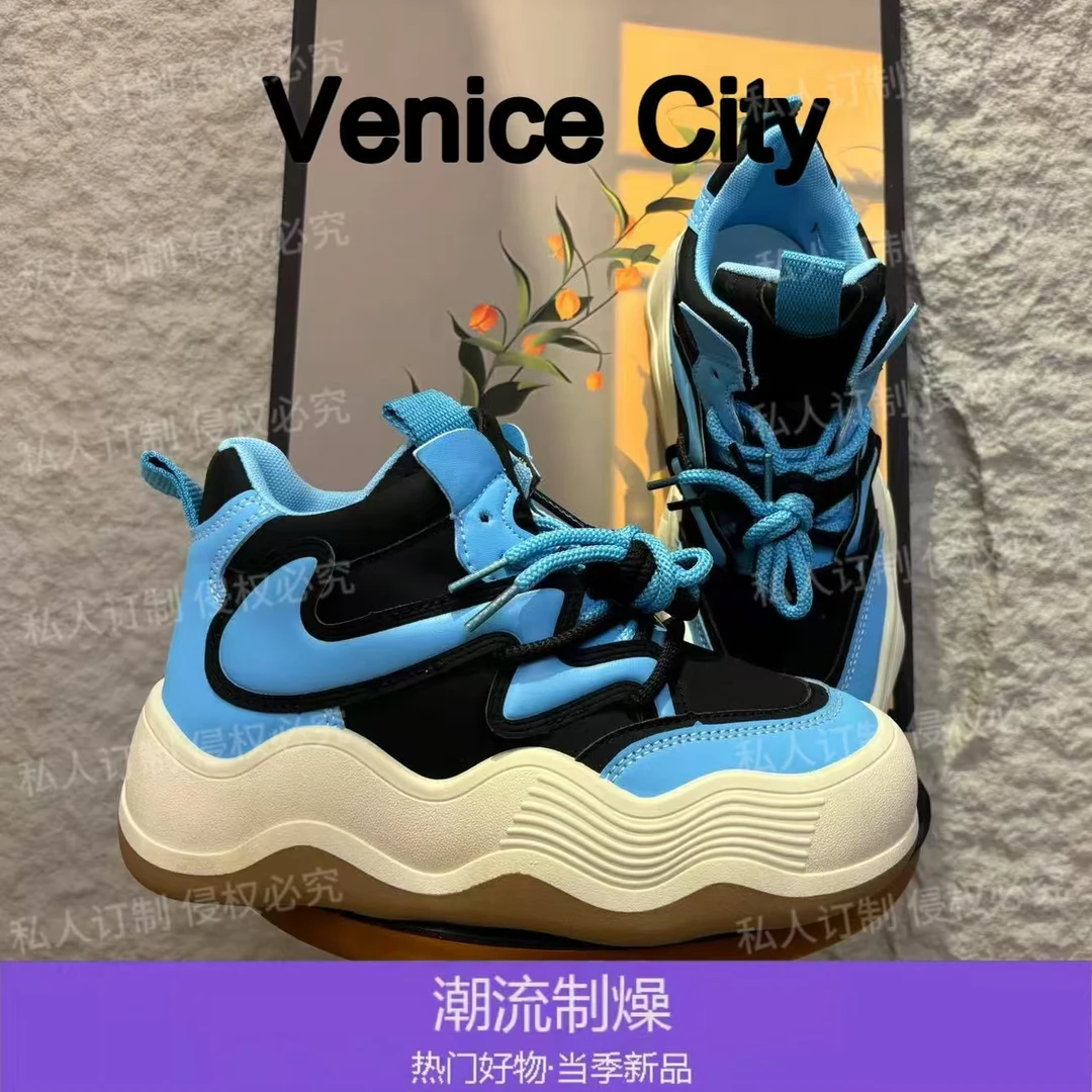 【轻奢定制】文鹿鹿2025春季新款高帮国潮网红百搭夏季潮鞋轮胎鞋