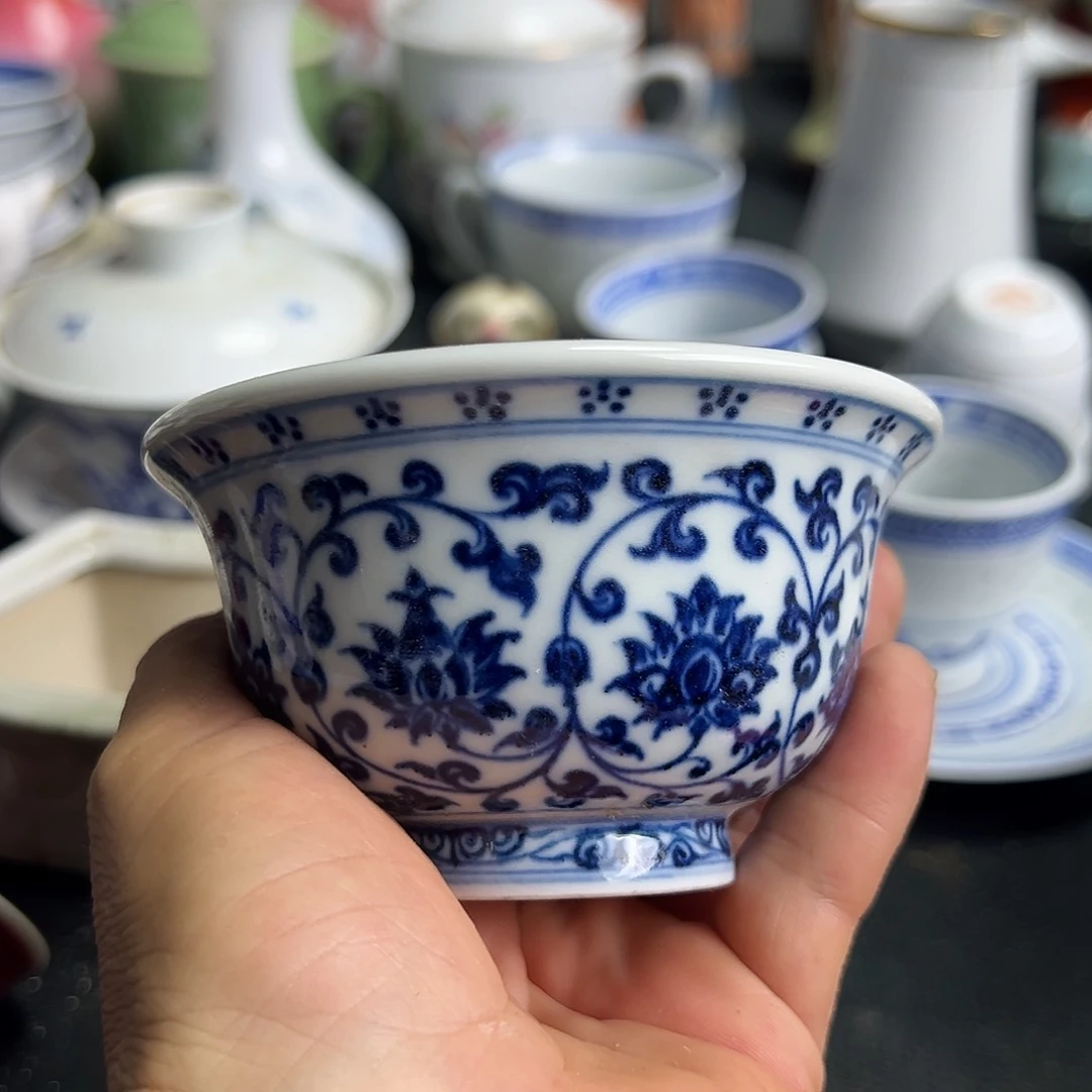 杯景德镇陶瓷青花压手杯