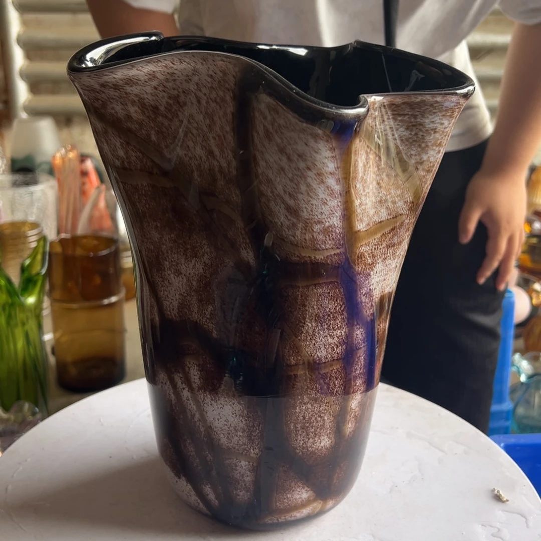 白色棕条高度30琉璃花器摆件微瑕