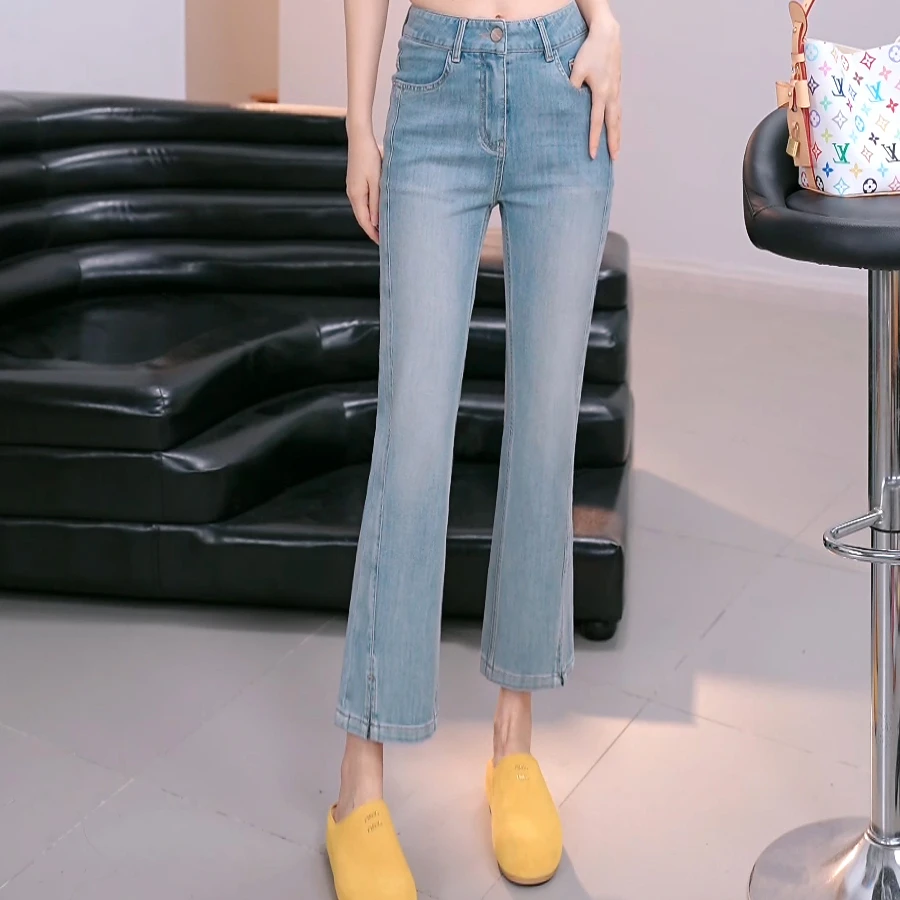 ColorArea/色域【纸皮牛仔裤】显瘦微弹时尚极简百搭牛仔裤烟管裤