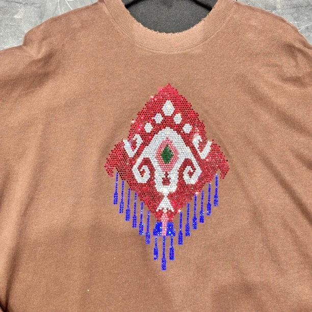 ANGELL艾德莱斯长袖咖色奥钻体恤