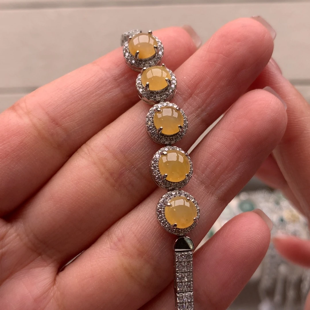 夏***天翡翠银S925镶嵌戒指手链