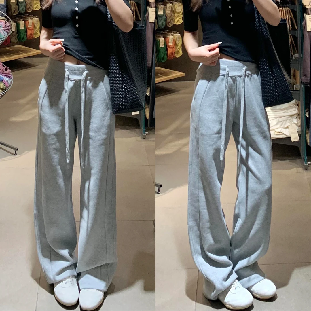 lulu同款休闲运动裤女秋季2025新款早秋宽松直筒显瘦垂感阔腿卫裤