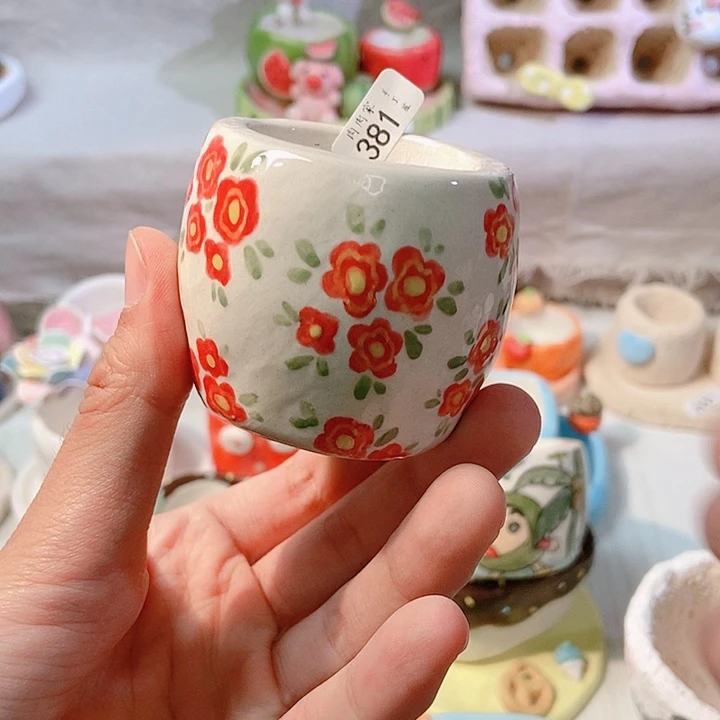 手工手绘盆 满29包邮381