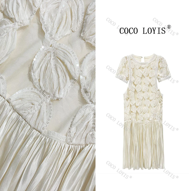 连衣裙裙子显瘦气质长裙夏季法式泡泡袖蕾丝时尚复古25050702