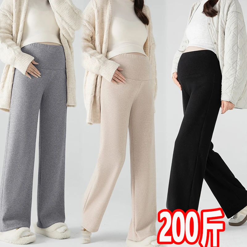 2025新款春季孕妇裤外穿大码200斤可调直筒裤垂感阔腿裤软糯长裤