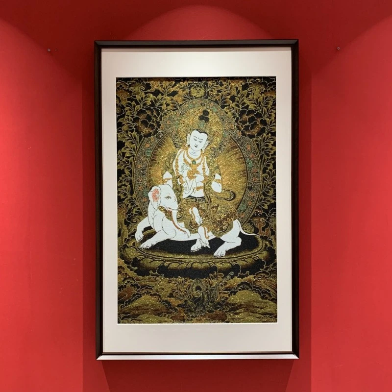 刺绣挂画【普贤菩萨】实木装裱办公室玄关茶室书房背景墙装饰画