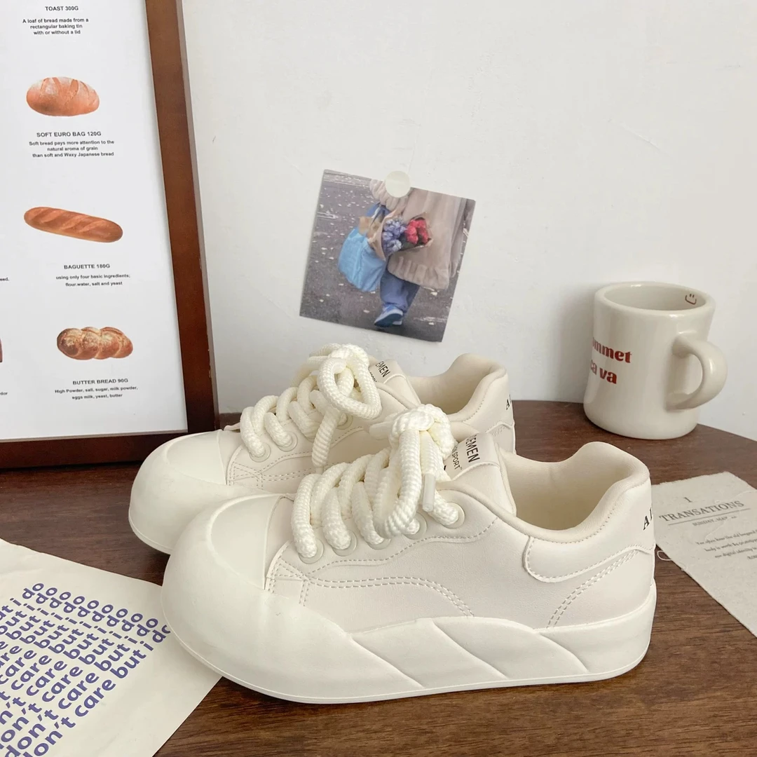 女秋冬百搭时尚舒适系带厚底小白鞋板鞋TP323