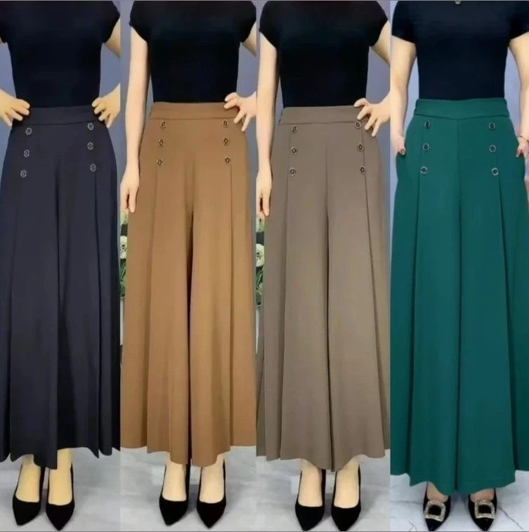 （BB26）夏天夏季薄款裙裤女宽松中年妈妈裤垂坠感显气质阔腿裤子