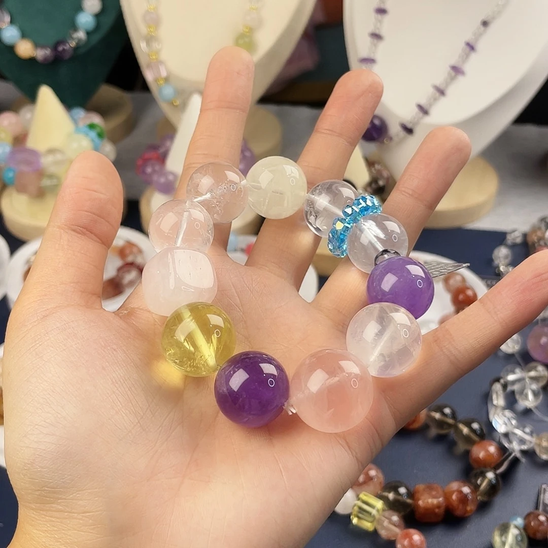 银S925镶嵌手链烟晶