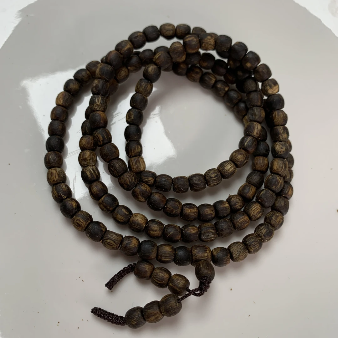 沉香沉水随行鼓珠尺寸6海南莺歌绿奇楠沉香手链沉香手串