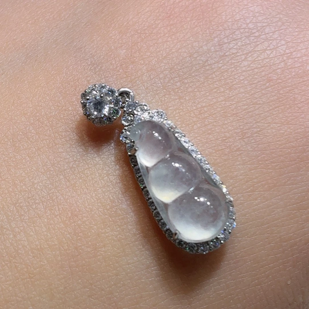 翡翠银S925镶嵌挂件