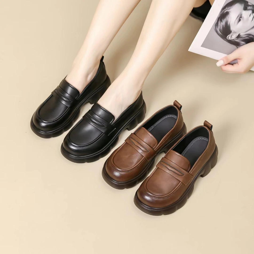 9671新款圆头厚底时尚百搭乐福鞋